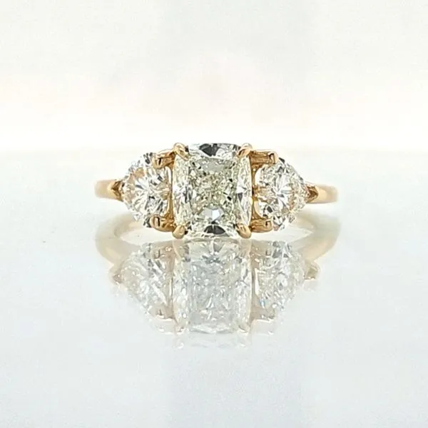 14K Yellow Gold 2.54ct TW Cushion & Hearts Diamond Engagement Ring Skaneateles Jewelry Skaneateles, NY