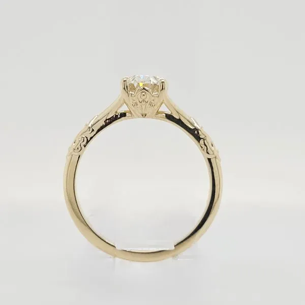 14K Yellow Gold Oval Diamond Split Shank Diamond Engageme...