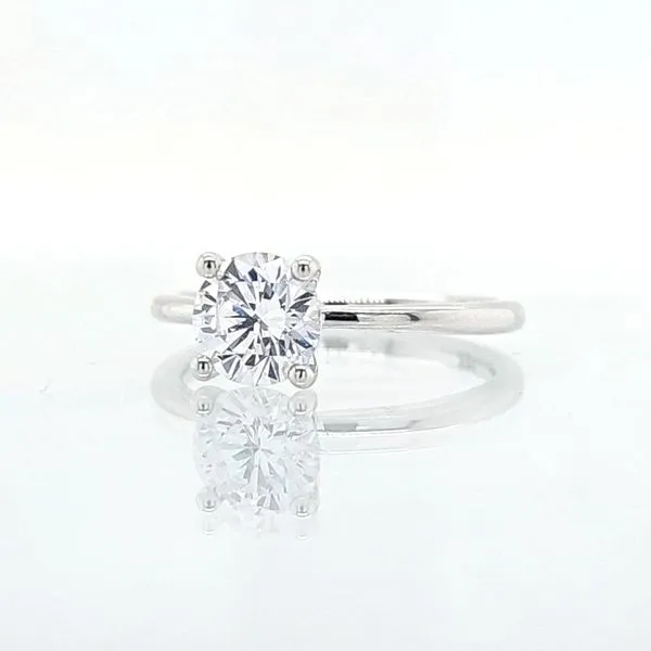 14K WG 1.18ct TW Diamond Solitaire Engagement Ring with Modified Round Brilliant Diamond & Diamond Collar Image 2 Skaneateles Jewelry Skaneateles, NY
