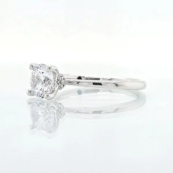 14K WG 1.18ct TW Diamond Solitaire Engagement Ring with Modified Round Brilliant Diamond & Diamond Collar Image 3 Skaneateles Jewelry Skaneateles, NY