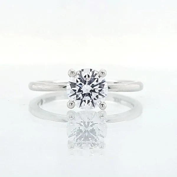 14K WG 1.18ct TW Diamond Solitaire Engagement Ring with Modified Round Brilliant Diamond & Diamond Collar Skaneateles Jewelry Skaneateles, NY