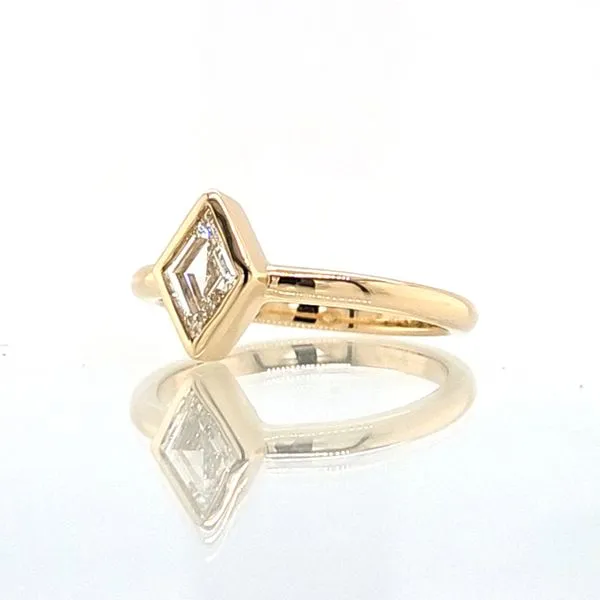 14K Yellow Gold Bezel Set Kite Shape Diamond Engagement Ring [GIA] Image 2 Skaneateles Jewelry Skaneateles, NY