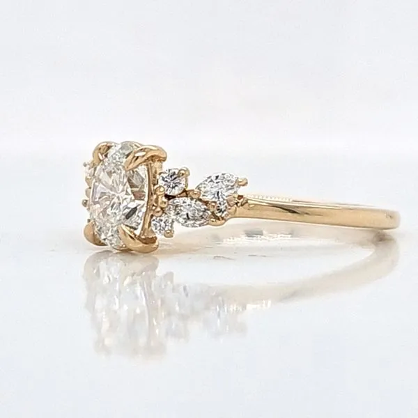 14K YG Oval Shape Asymmetrical Diamond Engagement Ring Image 4 Skaneateles Jewelry Skaneateles, NY