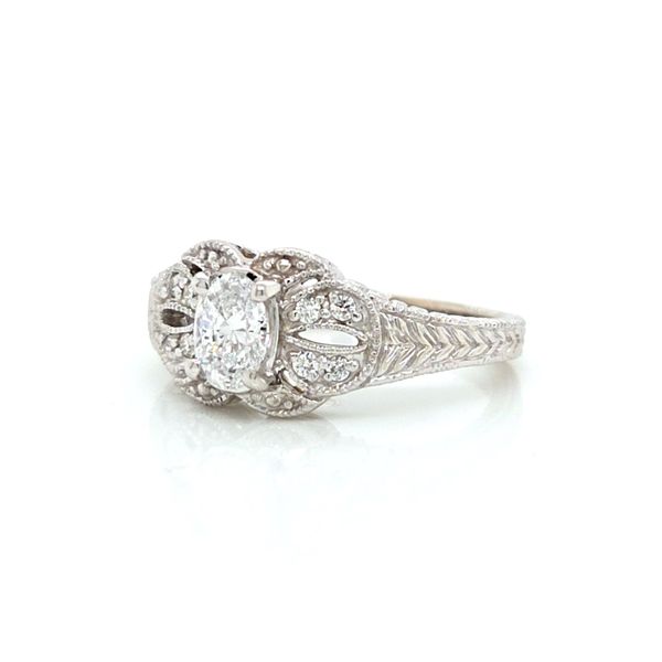 14K White Gold Vintage Openwork Diamond Engagement Ring Image 2 Skaneateles Jewelry Skaneateles, NY