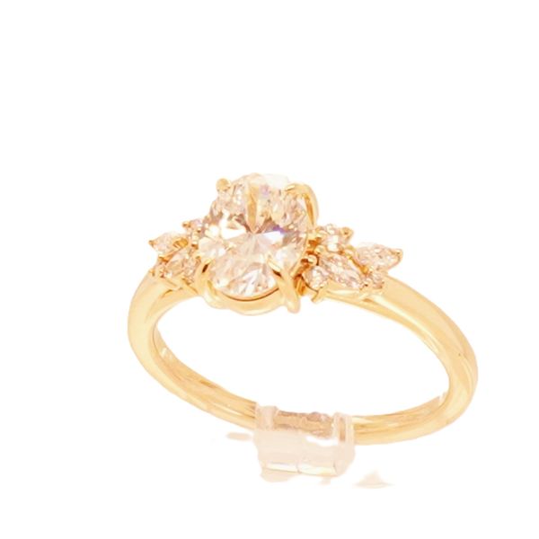 14K YG Oval Shape Asymmetrical Diamond Engagement Ring Skaneateles Jewelry Skaneateles, NY