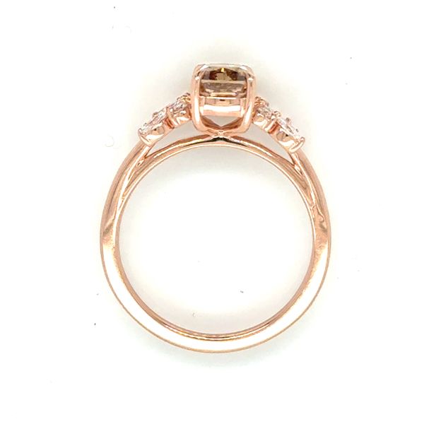 14K RG Fancy Brown Cushion Diamond Ring with Diamond Floral Motif 1.26cttw Image 2 Skaneateles Jewelry Skaneateles, NY