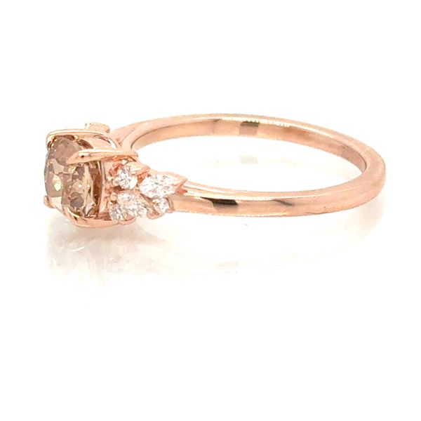 14K RG Fancy Brown Cushion Diamond Ring with Diamond Floral Motif 1.26cttw Image 4 Skaneateles Jewelry Skaneateles, NY