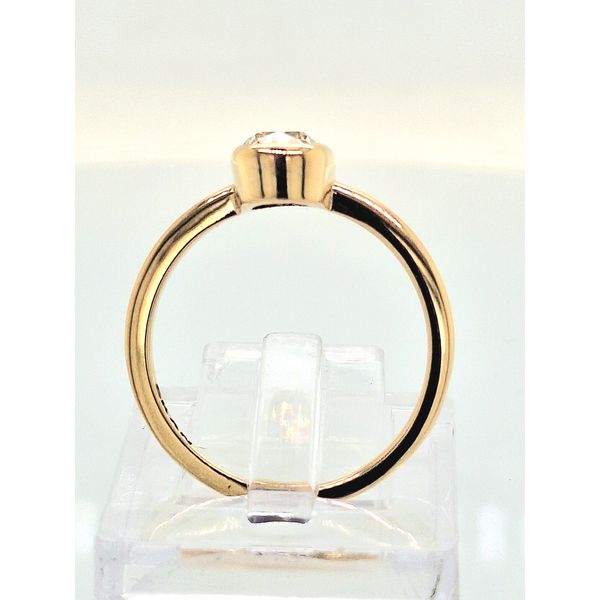18K YG Bezel Set Elongated Old Mine Brilliant Diamond Engagement Ring Image 2 Skaneateles Jewelry Skaneateles, NY