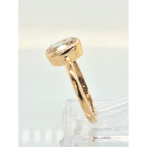 18K YG Bezel Set Elongated Old Mine Brilliant Diamond Engagement Ring Image 3 Skaneateles Jewelry Skaneateles, NY