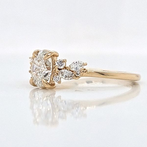 14K YG Oval Shape Asymmetrical Diamond Engagement Ring Image 4 Skaneateles Jewelry Skaneateles, NY