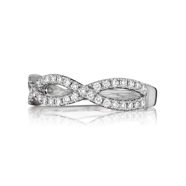 18K WG Ladies 0.35ct TW Diamond Henri Daussi Ribbon Wedding Ring Skaneateles Jewelry Skaneateles, NY