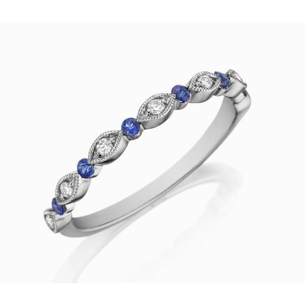 14K WG Ladies 0.20ct TW Diamond & Sapphire Henri Daussi Wedding Ring Skaneateles Jewelry Skaneateles, NY