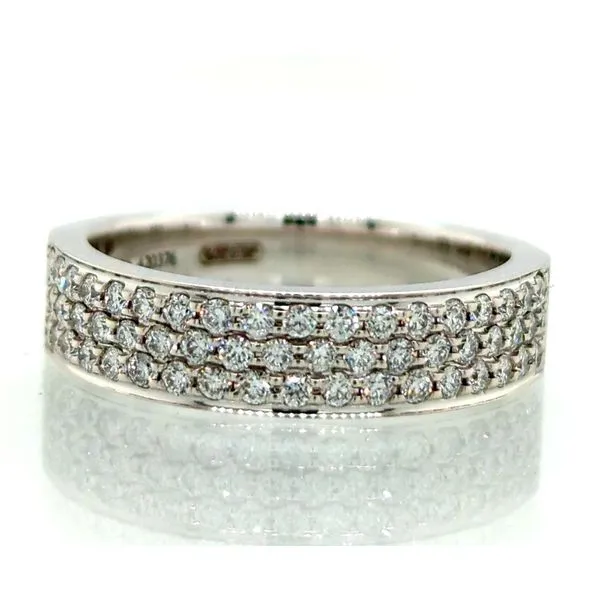 White Gold 5mm Three Row  Diamond Pave Ring Skaneateles Jewelry Skaneateles, NY