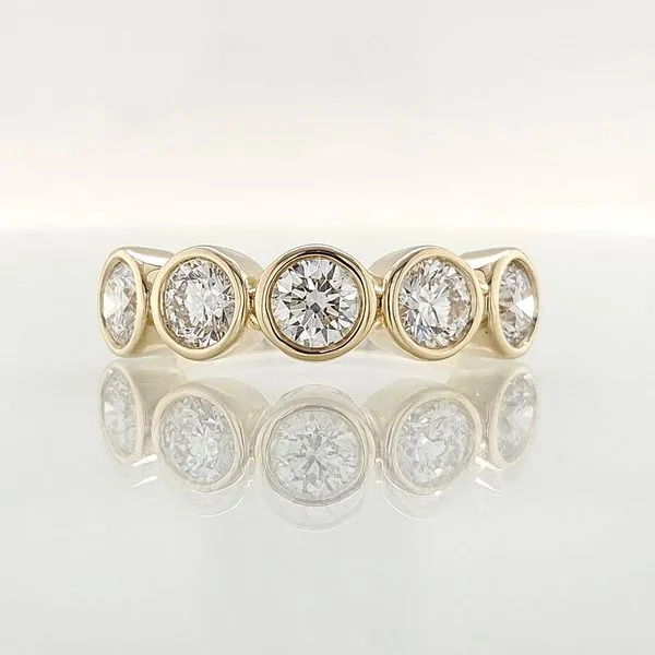 Bezel Set 1.50ct Five Diamond Anniversary Ring Skaneateles Jewelry Skaneateles, NY