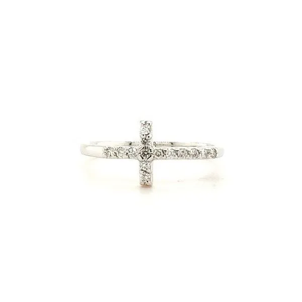 14K WG Ladies 0.14ct TW East-West Diamond Cross Ring Skaneateles Jewelry Skaneateles, NY