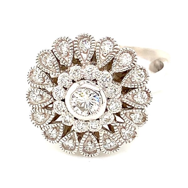 14K WG Cocktail Inspired Diamond Flower Ring 0.79ct TW Image 2 Skaneateles Jewelry Skaneateles, NY