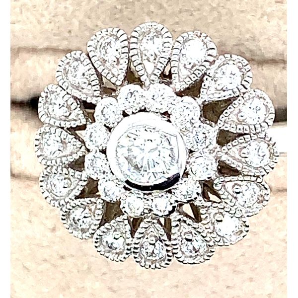 14K WG Cocktail Inspired Diamond Flower Ring 0.79ct TW Image 3 Skaneateles Jewelry Skaneateles, NY
