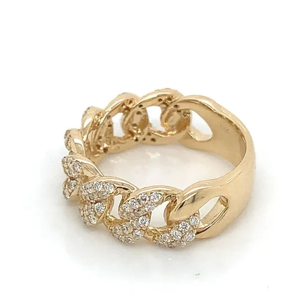 14K YG Ladies  0.70ct TW 7 mm Cuban Link Diamond Ring Image 2 Skaneateles Jewelry Skaneateles, NY