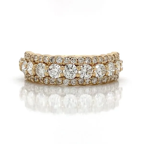 14K YG 1.53ct Three Row Big & Small Diamond Fashion Ring Image 2 Skaneateles Jewelry Skaneateles, NY