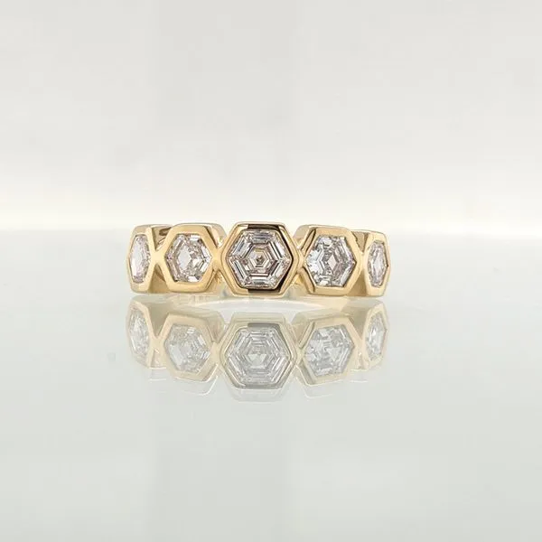 18K YG 1.34ct TW Diamond Honeycomb Hexagon Ring Image 2 Skaneateles Jewelry Skaneateles, NY