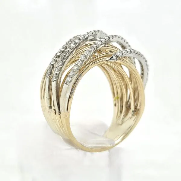 Two Tone High Crossover Diamond Cocktail Ring Image 5 Skaneateles Jewelry Skaneateles, NY