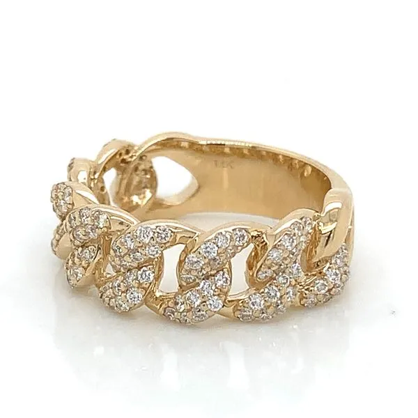 14K YG Ladies  0.70ct TW 7 mm Cuban Link Diamond Ring Image 3 Skaneateles Jewelry Skaneateles, NY