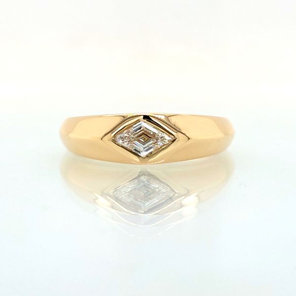 14K Yellow Gold East-West Hexagonal Diamond Signet Ring [GIA] Skaneateles Jewelry Skaneateles, NY