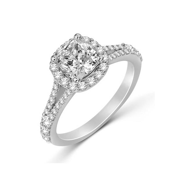 Next Generation Split Shank Cushion Halo Engagement Ring Skaneateles Jewelry Skaneateles, NY