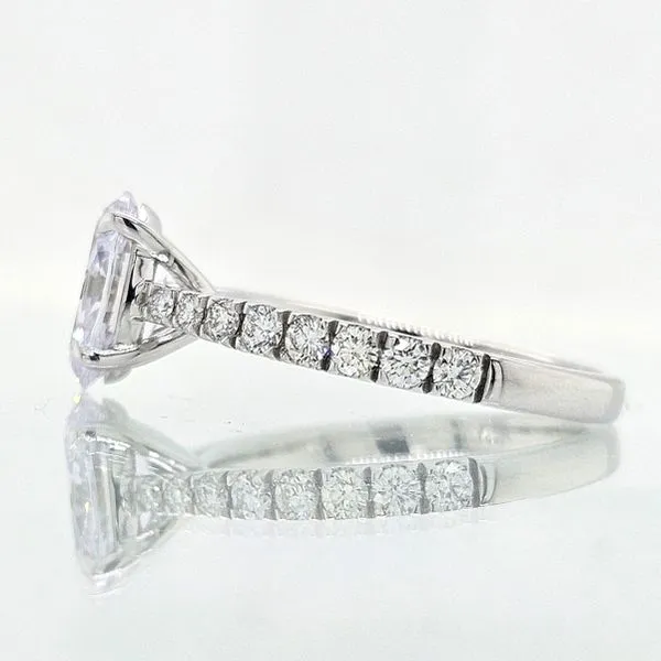 14K WG Ladies 0.40ct TW Graduated Diamond Cathedral Semi-Mount Ring for Oval Shape Image 3 Skaneateles Jewelry Skaneateles, NY