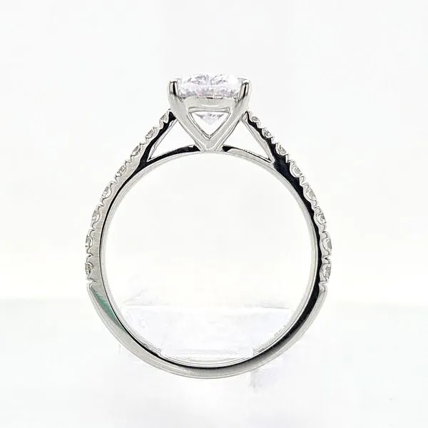 14K WG Ladies 0.40ct TW Graduated Diamond Cathedral Semi-Mount Ring for Oval Shape Image 4 Skaneateles Jewelry Skaneateles, NY