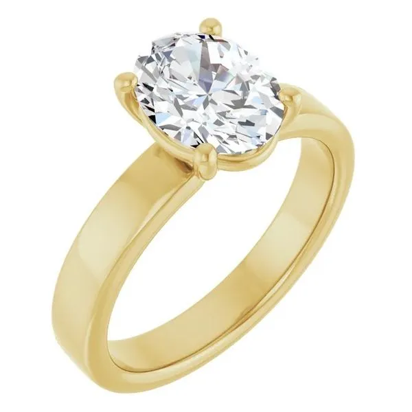 14K Yellow Gold Bold Shank Solitaire Engagement Ring Semi Mount Skaneateles Jewelry Skaneateles, NY