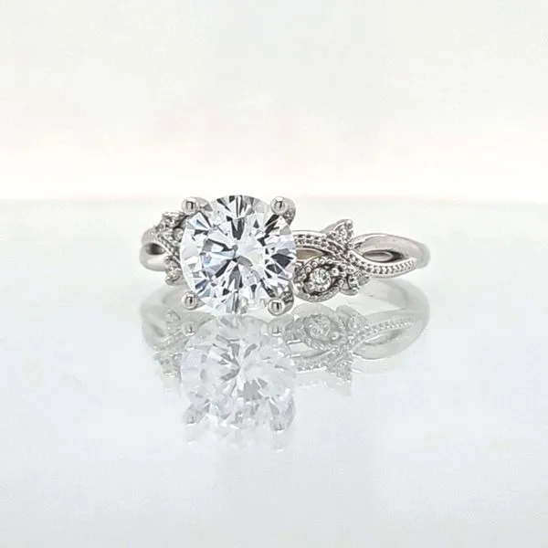 14K White Gold Romantic Floral Engagement Ring Semi-Mounting Image 2 Skaneateles Jewelry Skaneateles, NY
