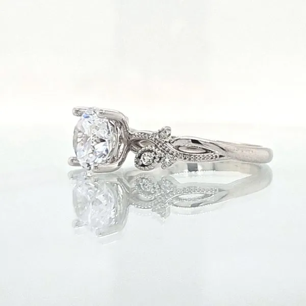 14K White Gold Romantic Floral Engagement Ring Semi-Mounting Image 3 Skaneateles Jewelry Skaneateles, NY
