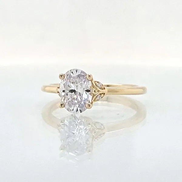 14K Yellow Gold Subtle Floral Accent Engagement Ring Semi-Mounting Image 2 Skaneateles Jewelry Skaneateles, NY