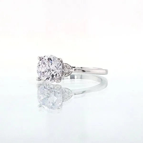 14K White Gold Subtle Floral Accent Engagement Ring Image 2 Skaneateles Jewelry Skaneateles, NY