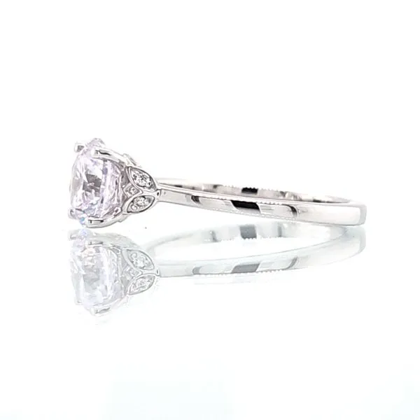 14K White Gold Subtle Floral Accent Engagement Ring Image 3 Skaneateles Jewelry Skaneateles, NY