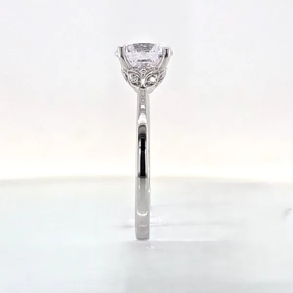 14K White Gold Subtle Floral Accent Engagement Ring Image 4 Skaneateles Jewelry Skaneateles, NY