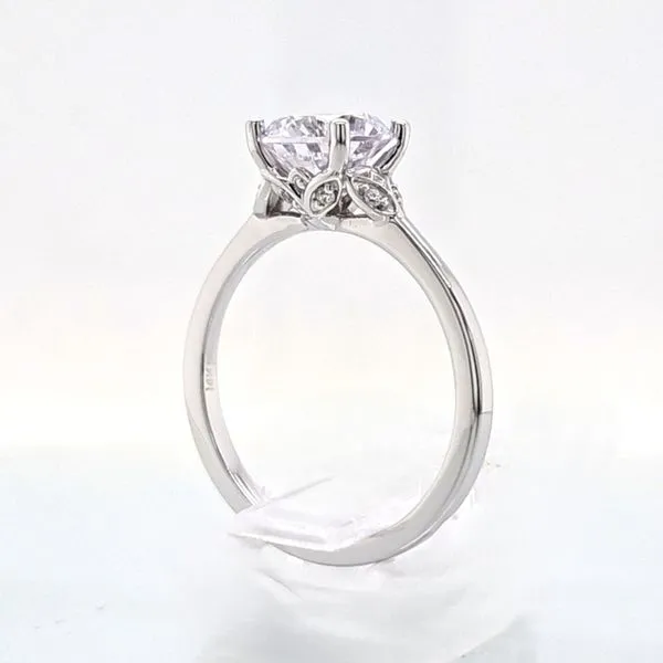 14K White Gold Subtle Floral Accent Engagement Ring Image 5 Skaneateles Jewelry Skaneateles, NY