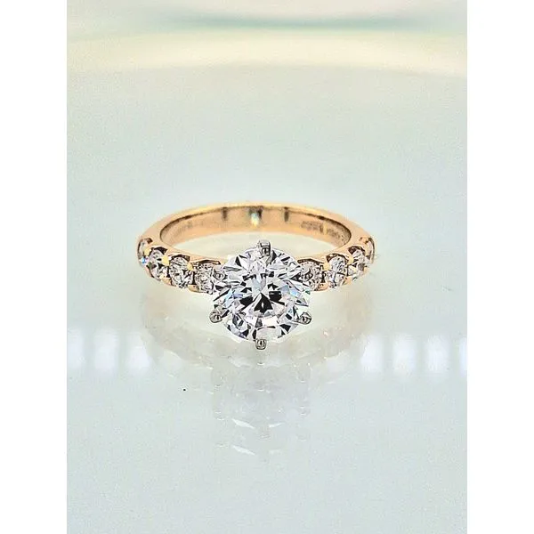 14KTwo-Tone Diamond Accented Six Prong Engagement Semi-Mounting Image 2 Skaneateles Jewelry Skaneateles, NY