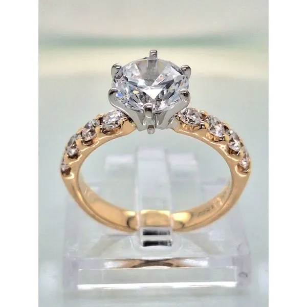 14KTwo-Tone Diamond Accented Six Prong Engagement Semi-Mounting Image 3 Skaneateles Jewelry Skaneateles, NY