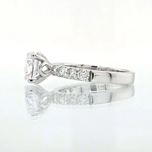 14K White Gold Diamond Accented Engagement Ring Semi-Mounting Image 3 Skaneateles Jewelry Skaneateles, NY