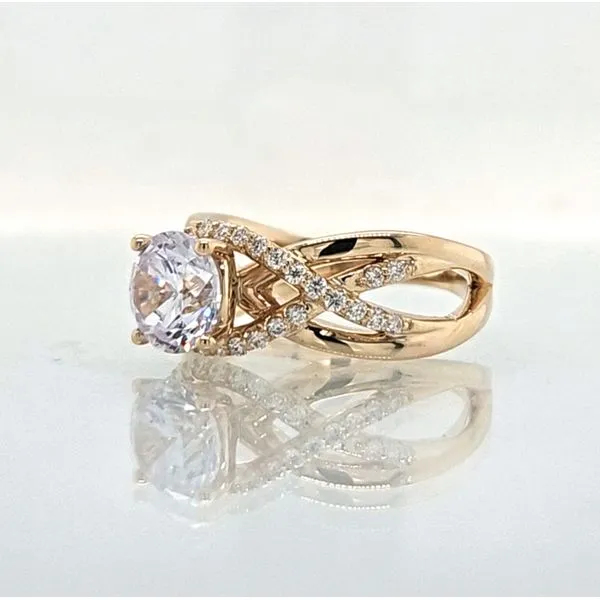 14K Yellow Gold Diamond Accented Crossover Engagement Ring Semi-Mounting Image 2 Skaneateles Jewelry Skaneateles, NY