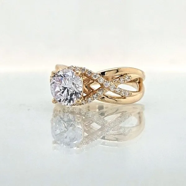 14K Yellow Gold Diamond Accented Crossover Engagement Ring Semi-Mounting Image 3 Skaneateles Jewelry Skaneateles, NY