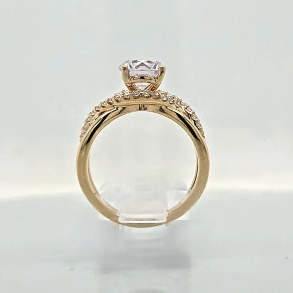 14K Yellow Gold Diamond Accented Crossover Engagement Ring Semi-Mounting Image 4 Skaneateles Jewelry Skaneateles, NY