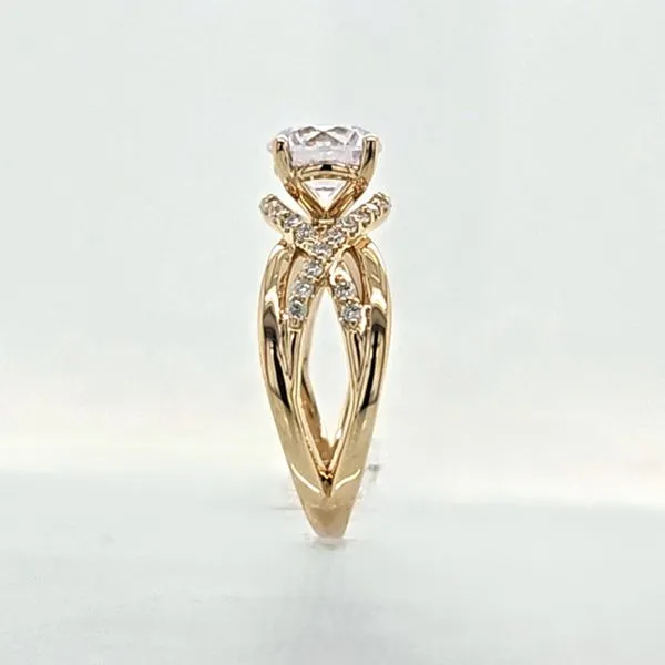 14K Yellow Gold Diamond Accented Crossover Engagement Ring Semi-Mounting Image 5 Skaneateles Jewelry Skaneateles, NY