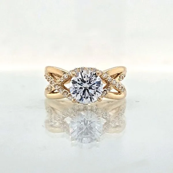 14K Yellow Gold Diamond Accented Crossover Engagement Ring Semi-Mounting Skaneateles Jewelry Skaneateles, NY
