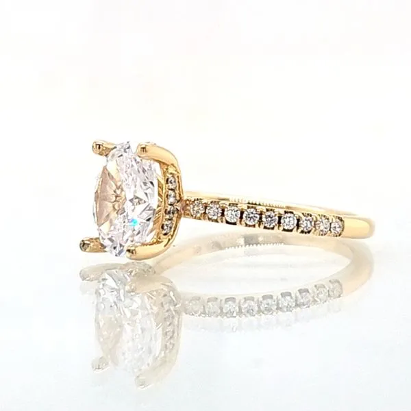 18K Yellow Gold Diamond-Accented Hidden Halo Engagement Ring Semi-Mounting Image 2 Skaneateles Jewelry Skaneateles, NY