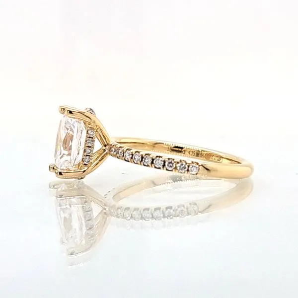 18K Yellow Gold Diamond-Accented Hidden Halo Engagement Ring Semi-Mounting Image 3 Skaneateles Jewelry Skaneateles, NY