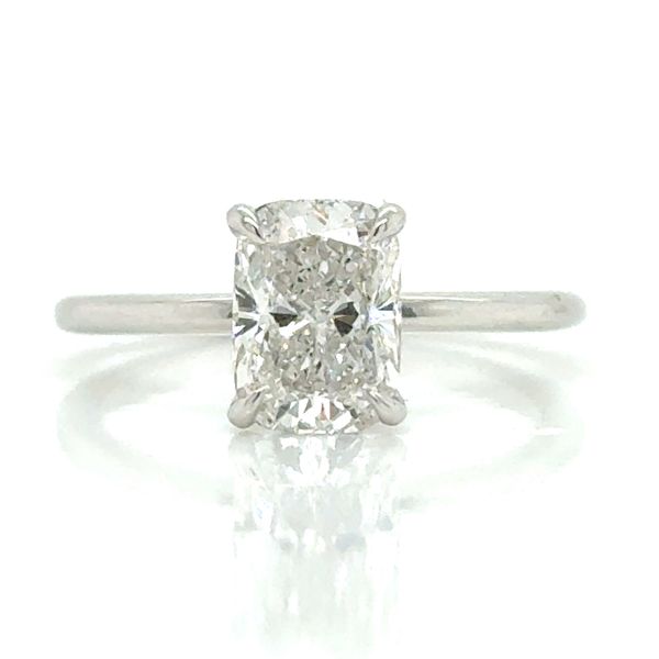Our Signature 14K WG 8mm Cushion Brilliant Ring Setting (Mounting Only) Image 2 Skaneateles Jewelry Skaneateles, NY