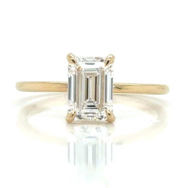 Our Signature 14K Yellow Gold Emerald shape Ring Setting Image 2 Skaneateles Jewelry Skaneateles, NY
